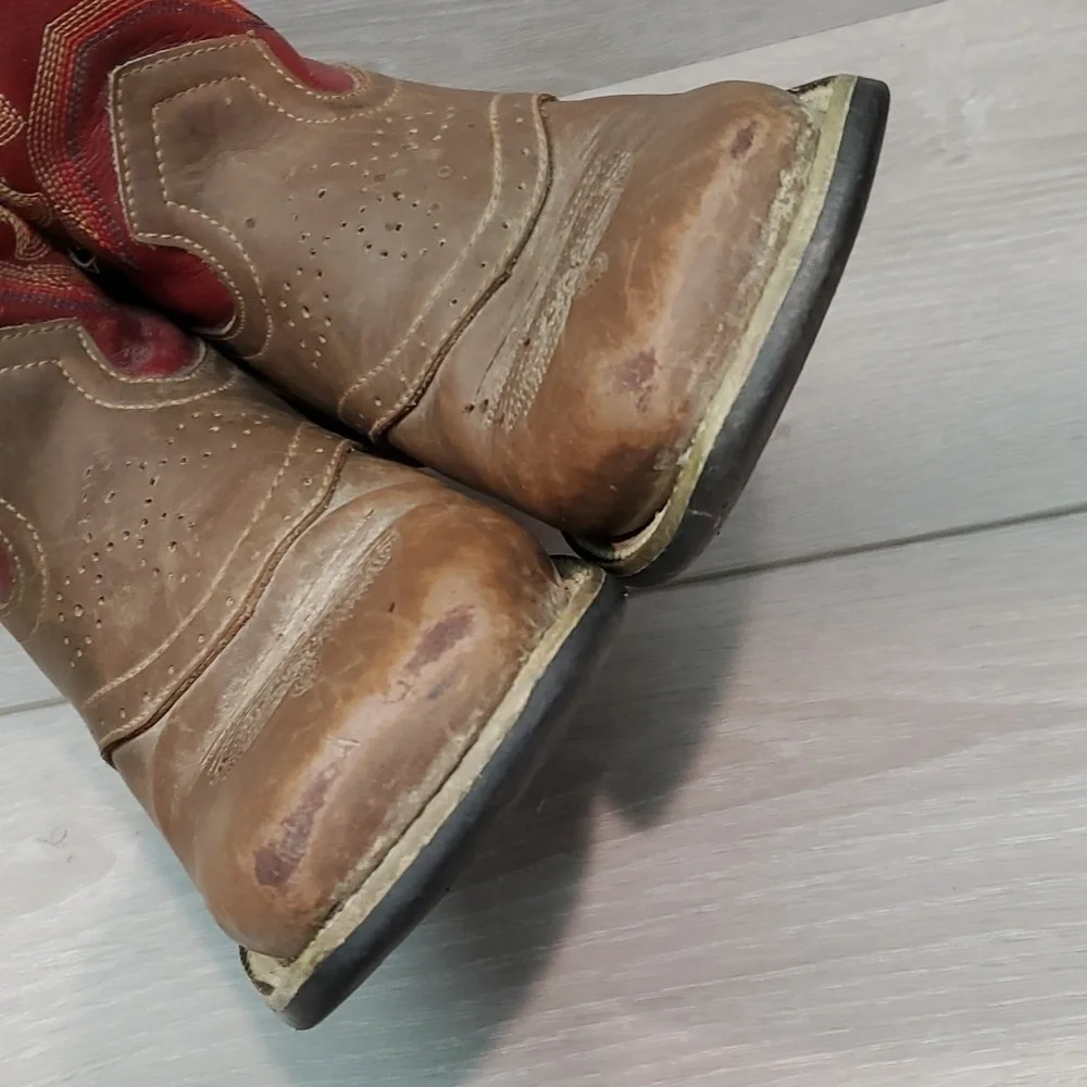 Justin Kids Girls Outdoor Western Cowboy Leather boots shoes sz 10